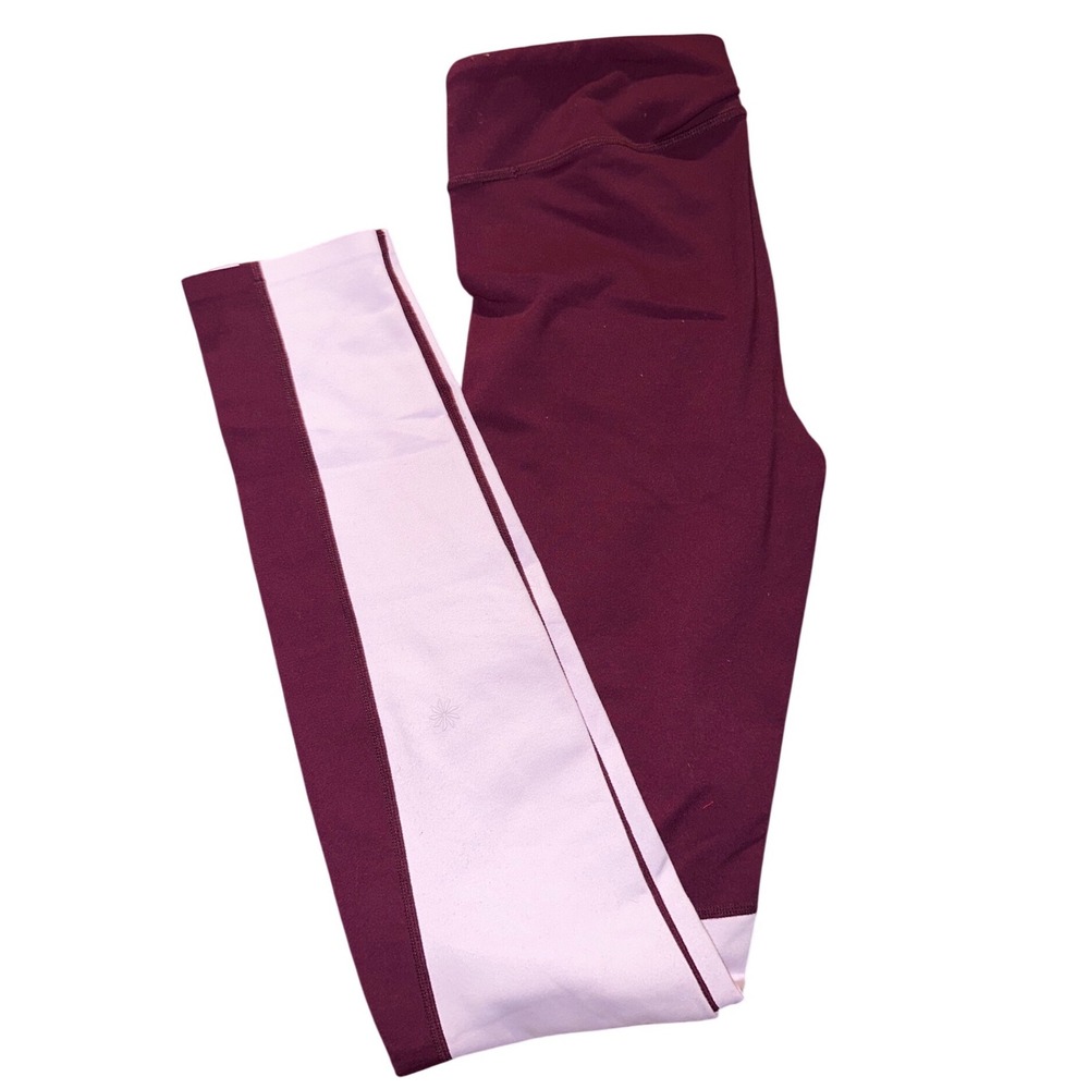 Athleta Girl Stop The Clock Colorblock Tight Maroon Purple Leggings XXL 16